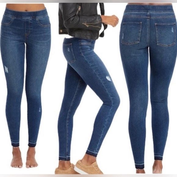 SPANX Denim - SPANX Dark Blue Distressed Ankle Skinny Jeans Size XS